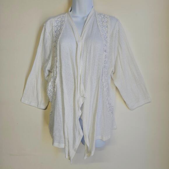 Bonworth White Open Front Cardigan Size MP Lightweight Lace Feminine Angel - Picture 1 of 8